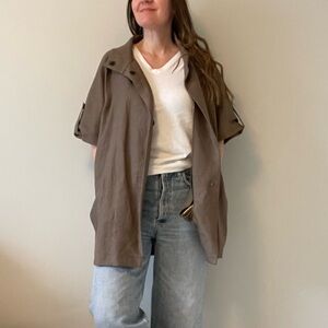Emerson Fry Made linen trench topper jacket . S